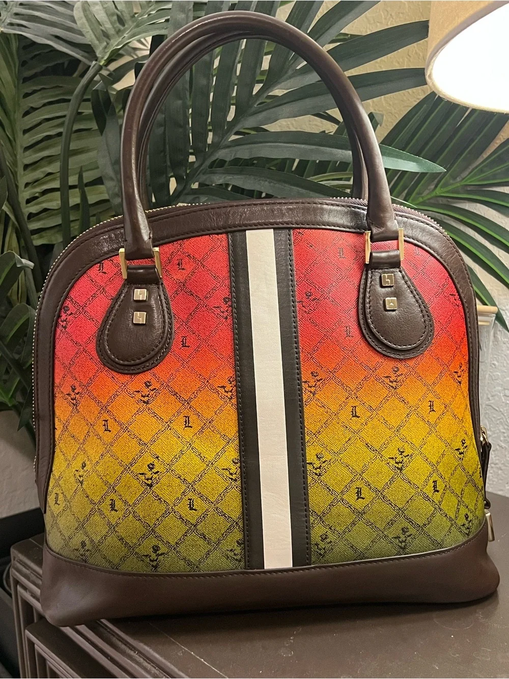 L.A.M.B Rasta Ombré Montego Dome Satchel Handbag w Dustbag